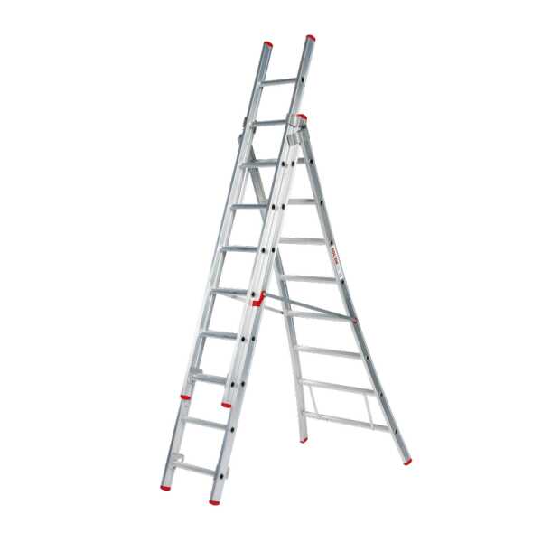 Solide Eco 3x8 sporten Professionele 3-delige reformladder met gebogen voet en spreidbeveiliging - 4.75m