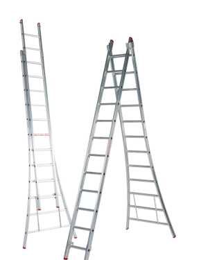 Solide 2x12 sporten Eco Professionele 2-delige ladder met gebogen voet - 5.50m