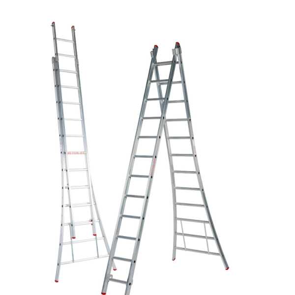 Solide 2x12 sporten Eco Professionele 2-delige ladder met gebogen voet - 5.50m