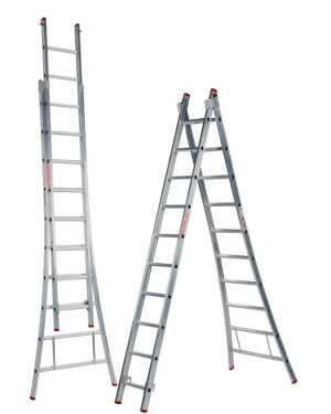 Solide 2x10 sporten Eco Professionele 2-delige ladder met gebogen voet - 4.50m