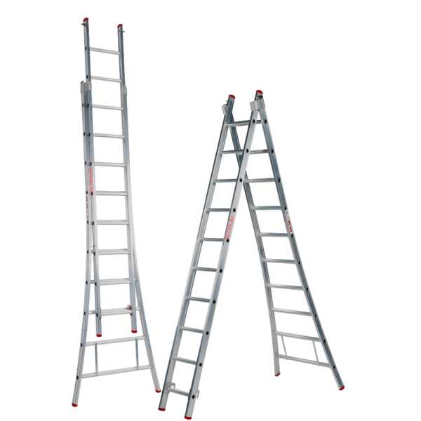 Solide 2x10 sporten Eco Professionele 2-delige ladder met gebogen voet - 4.50m