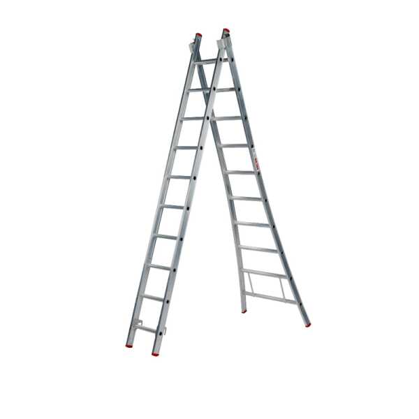 Solide 2x10 sporten Eco Professionele 2-delige ladder met gebogen voet - 4.50m
