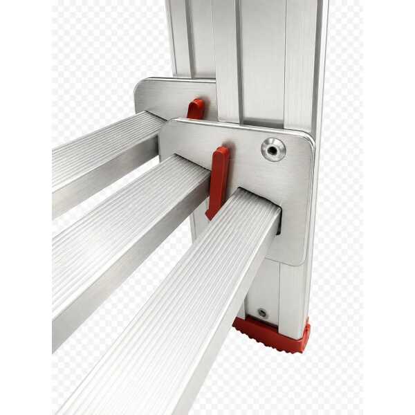 Solide Eco 3x8 sporten Professionele 3-delige reformladder met gebogen voet en spreidbeveiliging - 4.75m