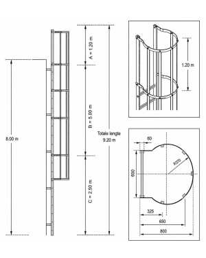 Noodladder met kooi 8.00 m – met uitstap 1.20 m