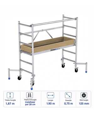 6-sports PRO kamersteiger - Platform zonder luik 0.75x1.90x3.00m wh - CONFORM EN1004:2020