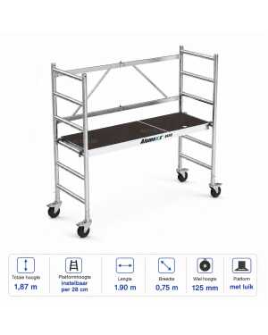 6-sports BasiQ kamersteiger - Platform met luik 0.75x1.90x3.00m wh