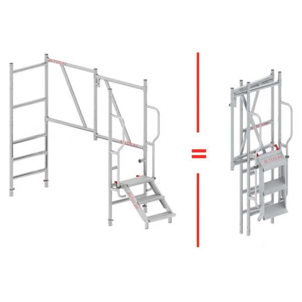 Vouwsteiger RS TOWER 56 ERGO met trap - Wooddeck platform